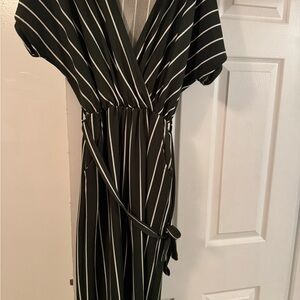 Chic Green and White Striped Jumpsuit